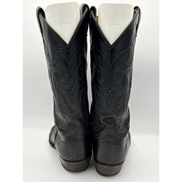 Men’s Tony Lama Black Kirkland Leather Lizard Skin Boots Sz 9 EE main image 5